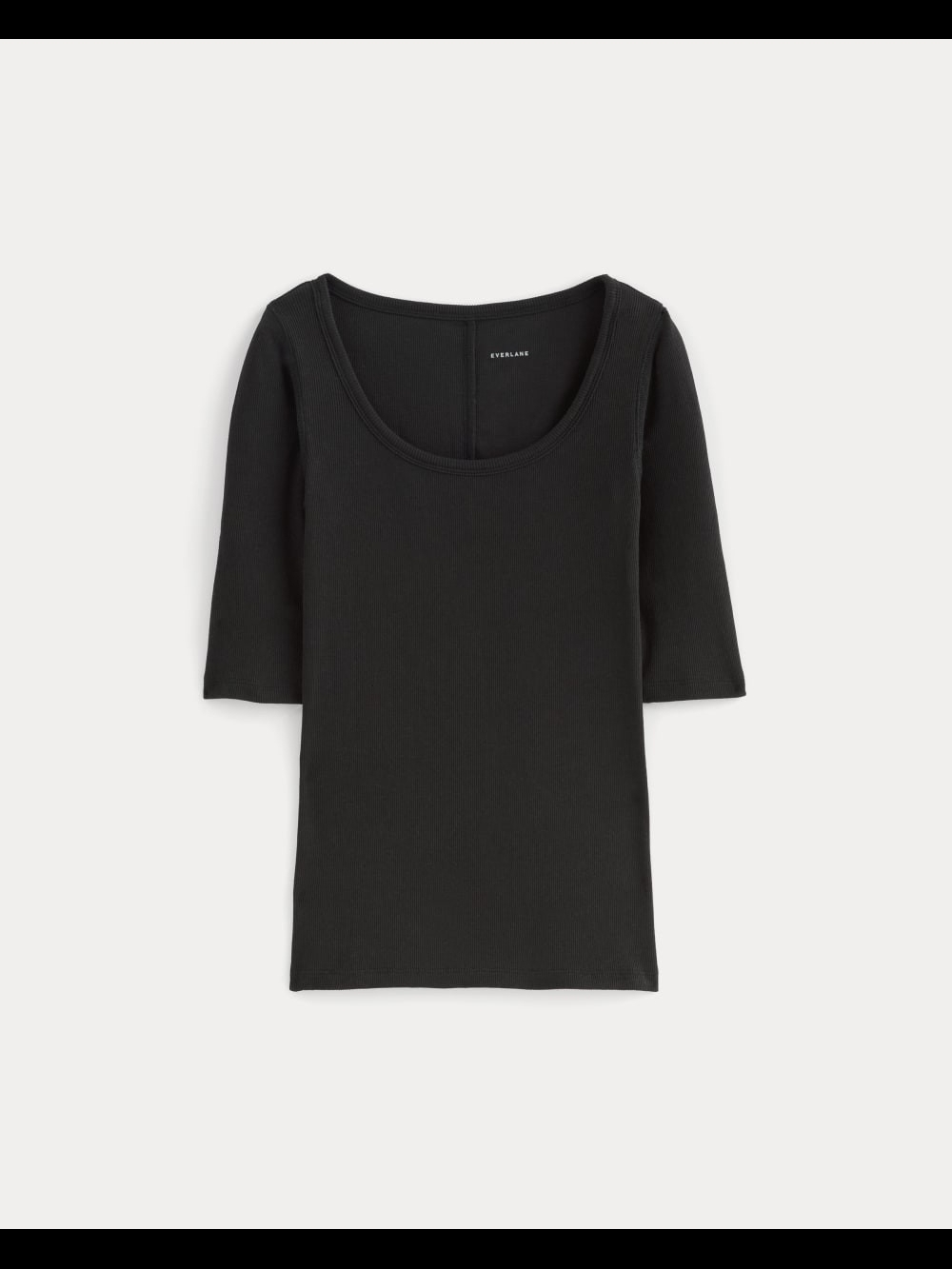 Everlane The Luxe Supima Micro-Rib Scoop-Neck Tee Black S